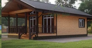 Проект одноэтажного дома из бруса с террасой - Строительство в Лангепасе от Строй-Лнг от 137358 руб.
